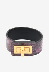 Tom Ford Natalia Turnlock Buckle Cuff in Animal Print Leather Purple JW0761-TEJBR GXG