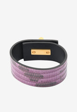 Tom Ford Natalia Turnlock Buckle Cuff in Animal Print Leather Purple JW0761-TEJBR GXG