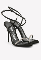 Tom Ford 105 Crystal Embellished Wraparound Satin Sandals Black W2477S TSA002 C9001