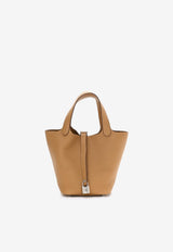 Picotin Lock 18 in Biscuit Taurillon Clemence with Palladium Hardware