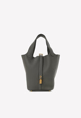 Hermès Picotin Lock 18 PM in Gris Meyer Taurillon Clemence with Gold Hardware