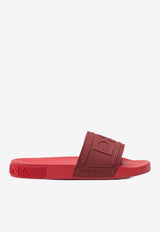Dolce & Gabbana Red Beachwear Sliders with Embossed Logo Strap CS1786 AX389 89902