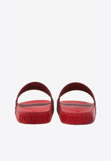 Dolce & Gabbana Red Beachwear Sliders with Embossed Logo Strap CS1786 AX389 89902