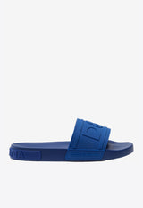Dolce & Gabbana Blue Beachwear Sliders with Embossed Logo Strap CS1786 AX389 89903