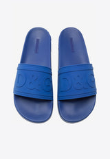 Dolce & Gabbana Blue Beachwear Sliders with Embossed Logo Strap CS1786 AX389 89903
