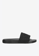 Dolce & Gabbana Black Beachwear Sliders with Embossed Logo Strap CS1786 AX389 8B956