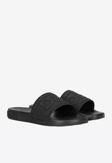 Dolce & Gabbana Black Beachwear Sliders with Embossed Logo Strap CS1786 AX389 8B956