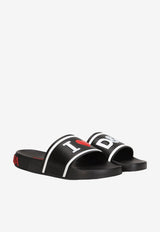 Dolce & Gabbana Logo Rubber Slides Black CW0142 AO235 8B438