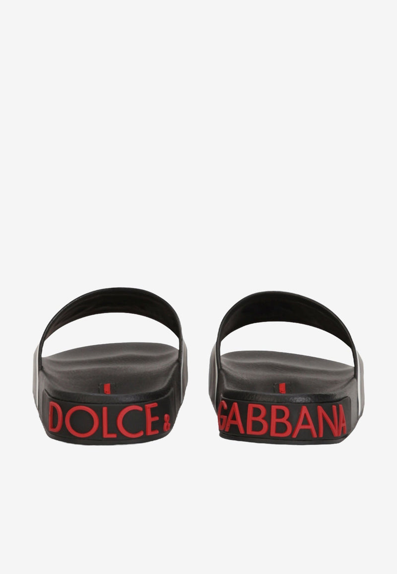 Dolce & Gabbana Logo Rubber Slides Black CW0142 AO235 8B438