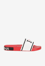 Dolce & Gabbana Logo Rubber Slides Red CW0142 AO235 8T900