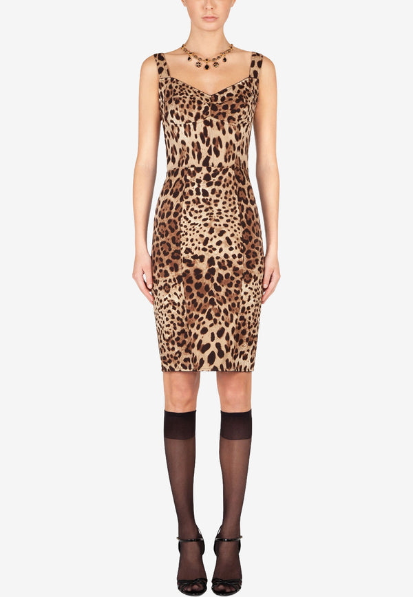 Dolce & Gabbana Brown Leopard Print Silk Mini Dress F63D4T FSADD HY13M