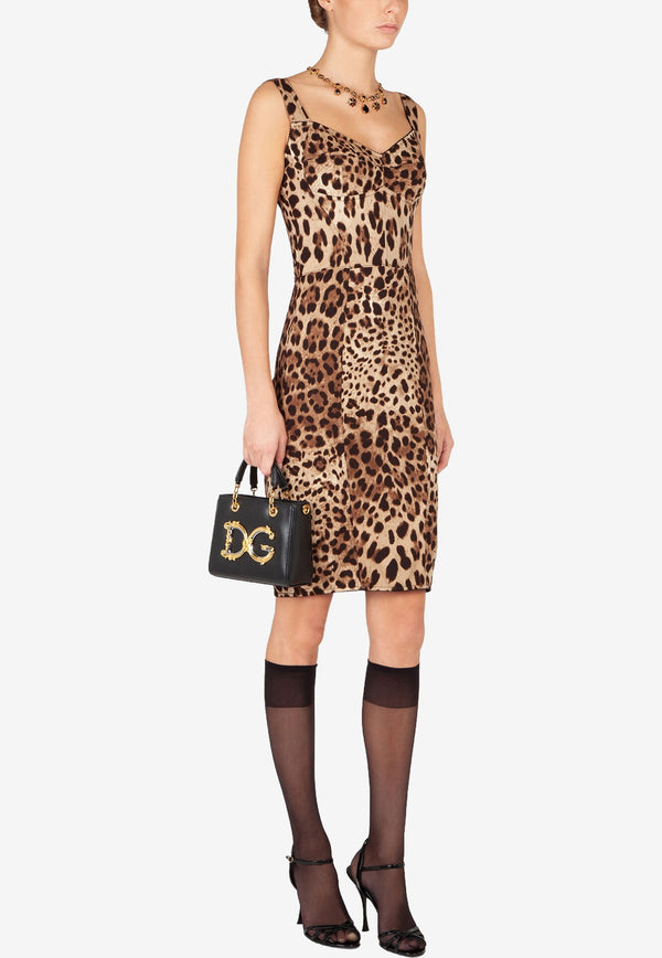 Dolce & Gabbana Brown Leopard Print Silk Mini Dress F63D4T FSADD HY13M