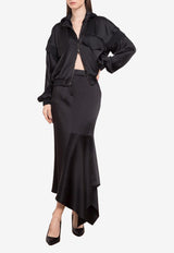 Tom Ford Asymmetric Midi Silk Skirt Black GC5667-FAX727 LB999