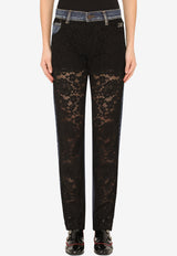 Dolce & Gabbana Black Boyfriend Jeans in Denim and Lace FTBUWD G8BB1 S9001