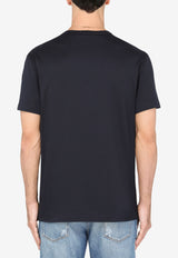Dolce & Gabbana Blue Logo Plate V-neck T-shirt in Cotton G8KK0T FU7EQ B0665
