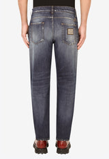 Dolce & Gabbana Straight-Leg Cotton Ripped Jeans Grey GWNFCD G8ED8 S9001