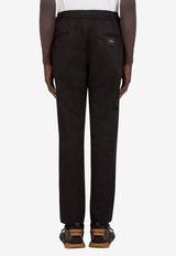 Dolce & Gabbana Logo Plaque Cotton Track Pants Black GYACET FUFJR N0000