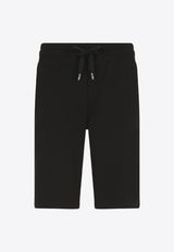 Dolce & Gabbana Logo Plate Cotton Bermuda Shorts Black GYWCAT FU7DU N0000
