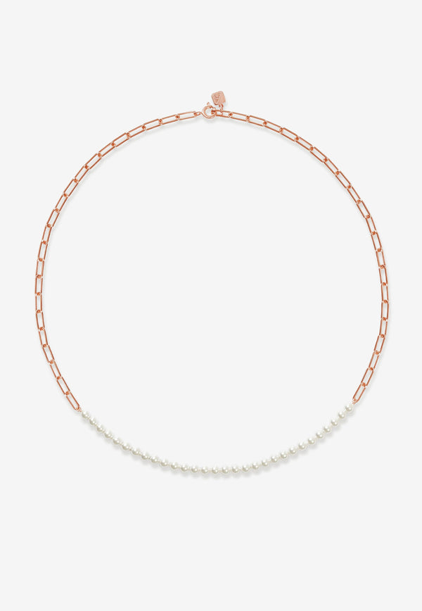 Adornmonde Harper Pearl Chain Necklace Rose Gold ADM158RG