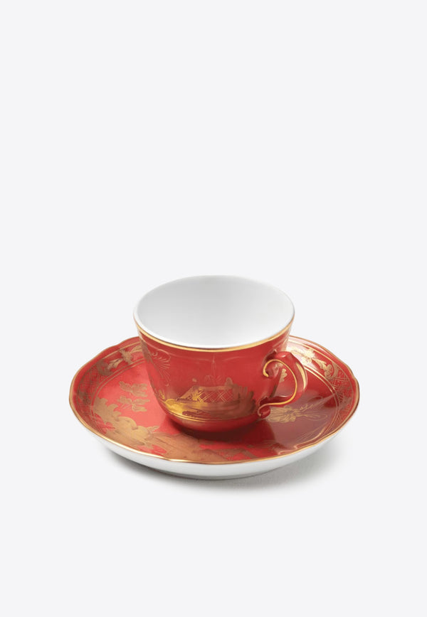 Ginori 1735 Oriente Italiano Coffee Cup and Saucer Red 003RG00 FTZ301010120G00132900 + 003RG00 FPT301010135G00132900