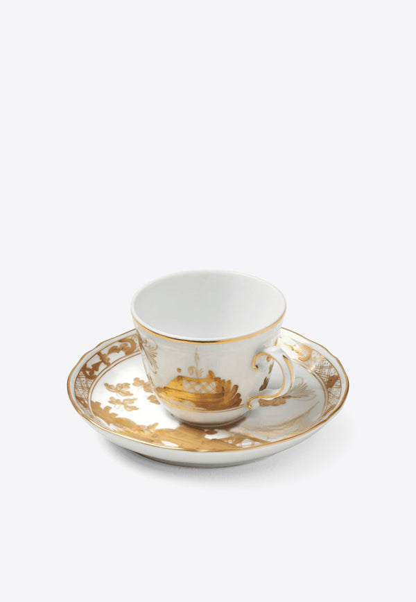 Ginori 1735 Oriente Italiano Coffee Cup and Saucer White 003RG00 FTZ301010120G00133000 + 003RG00 FPT301010135G00133000