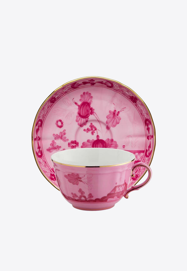 Ginori 1735 Oriente Italiano Tea Cup and Saucer Pink 003RG00 FTZ401 01 0220 G00124200 + 003RG00 FPT401 01 0150 G00124200
