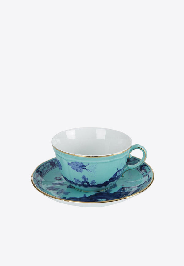 Ginori 1735  Oriente Italiano Tea Cup and Saucer 003RG00 FTZ401 01 0220 G00124300 + 003RG00 FPT401 01 0150 G00124300 Blue