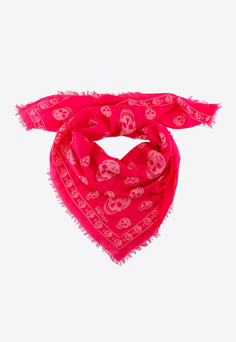 Alexander McQueen Skull Print Frayed Scarf Pink 1106403943Q_5572