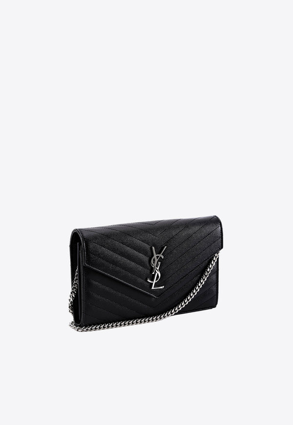 Saint Laurent Classic Cassandra Grained Leather Shoulder Bag Black 377828BOW02_1000