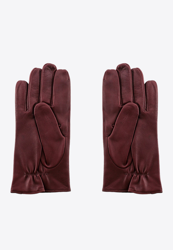 Orciani Stitched Leather Gloves Bordeaux GU0072_BRANDY