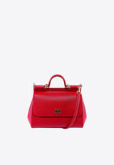 Dolce & Gabbana Large Sicily Top Handle Bag in Dauphine Leather Red BB6002A1001_80303