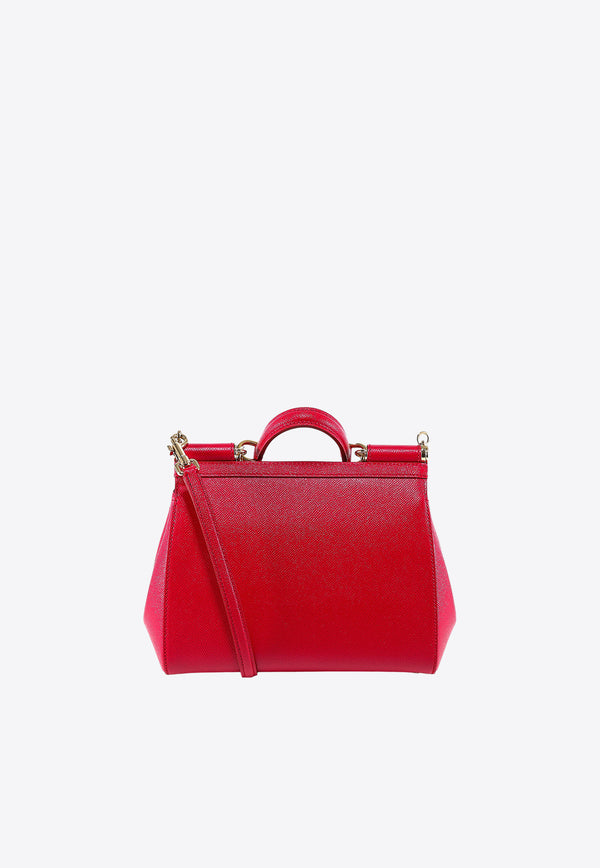 Dolce & Gabbana Large Sicily Top Handle Bag in Dauphine Leather Red BB6002A1001_80303