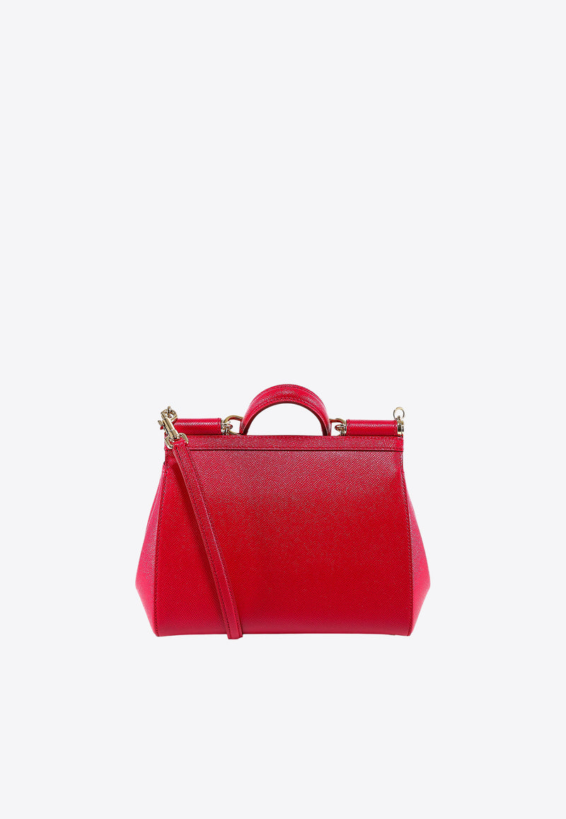 Dolce & Gabbana Large Sicily Top Handle Bag in Dauphine Leather Red BB6002A1001_80303