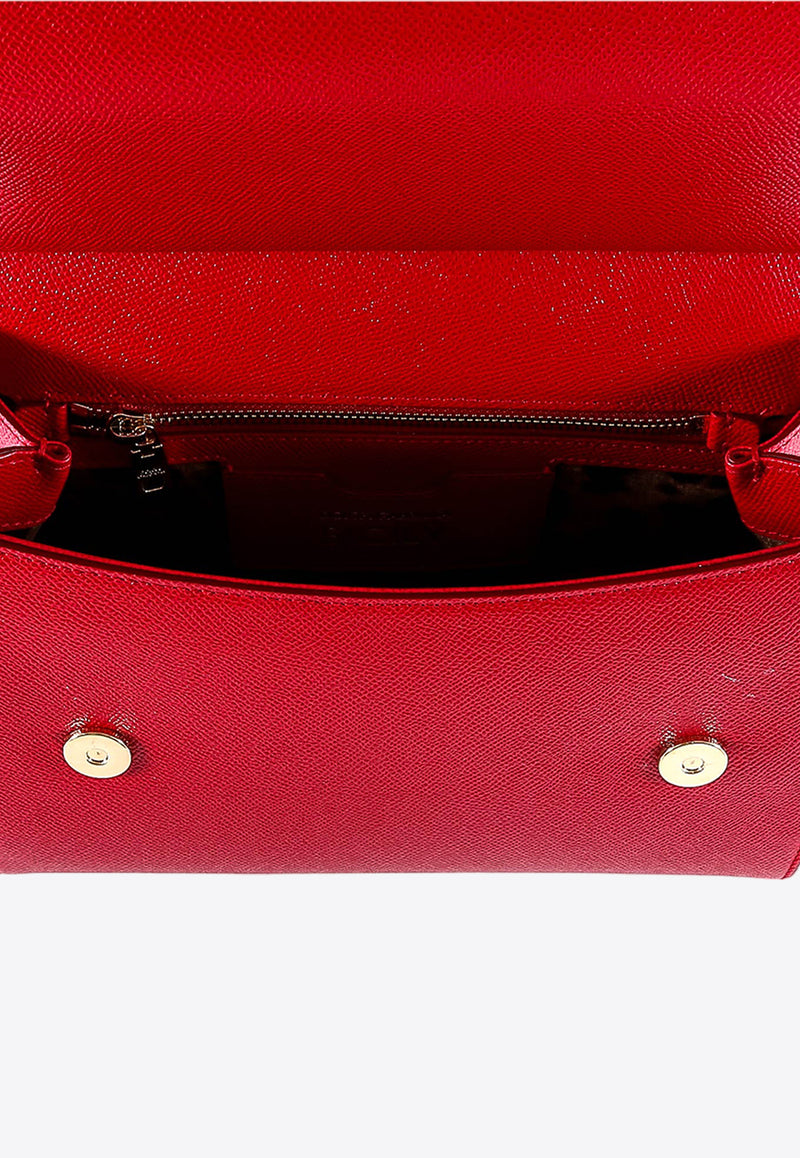 Dolce & Gabbana Large Sicily Top Handle Bag in Dauphine Leather Red BB6002A1001_80303