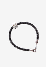 Alexander McQueen Skull Charm Braided Bracelet Black 554602J16KI_1000