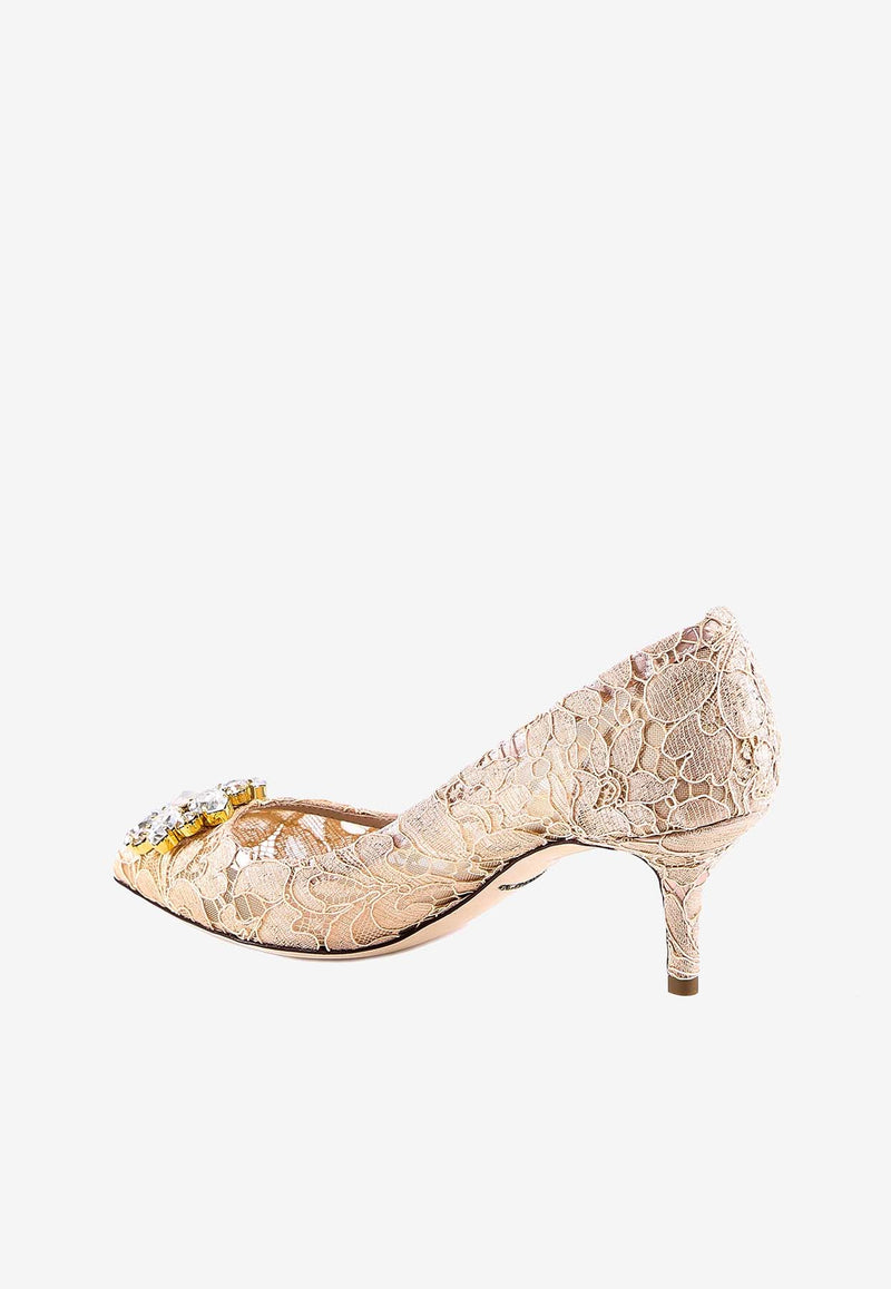 Dolce & Gabbana Belluci 60 Swarovski Crystals Lace Pumps Beige CD0066AL198_80240