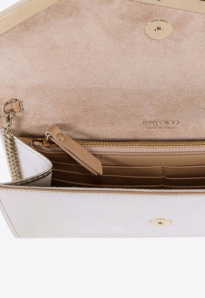 Jimmy Choo Emmie Metallic Leather Clutch Bag Pink EMMIEGLE_CHAMPAGNE