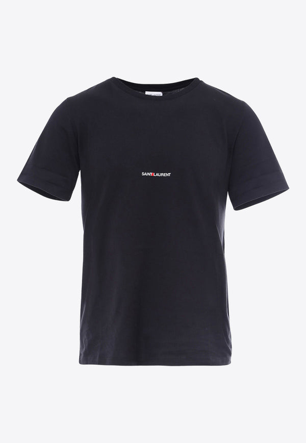 Saint Laurent Logo Print Crewneck T-shirt Black 464572YB2DQ_1000