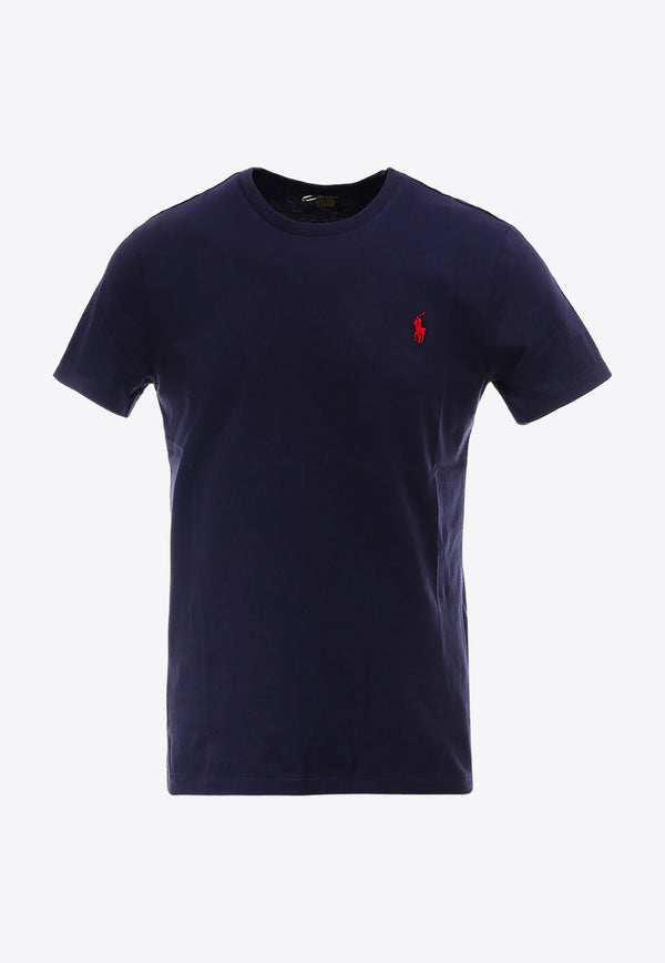 Polo Ralph Lauren Logo Embroidered Basic T-shirt Blue 710680785_004