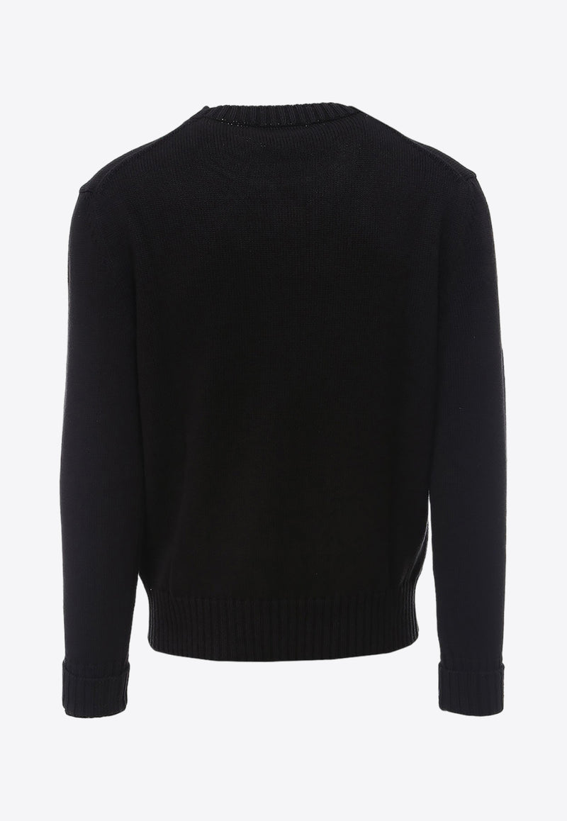 Alexander McQueen Logo Intarsia Knit Crewneck Sweater Black 626454Q1WZL_1006