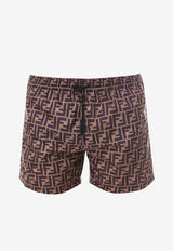 Fendi FF Monogram Swim Shorts Brown FXB077A79F_F13IZ