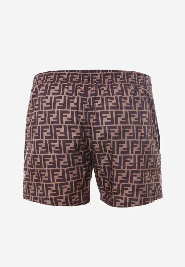 Fendi FF Monogram Swim Shorts Brown FXB077A79F_F13IZ