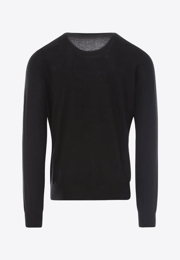 Brunello Cucinelli Cashmere-Blend Crewneck Sweater Black M2300100_CH101