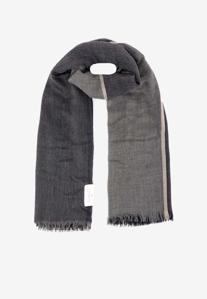 Brunello Cucinelli Contrast Cashmere Woven Scarf Gray MSC606AV_CU929