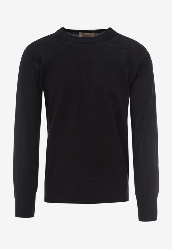 Maison Flaneur Ribbed Knit Wool Sweater Black 20WMUSW054FE017_BLACK