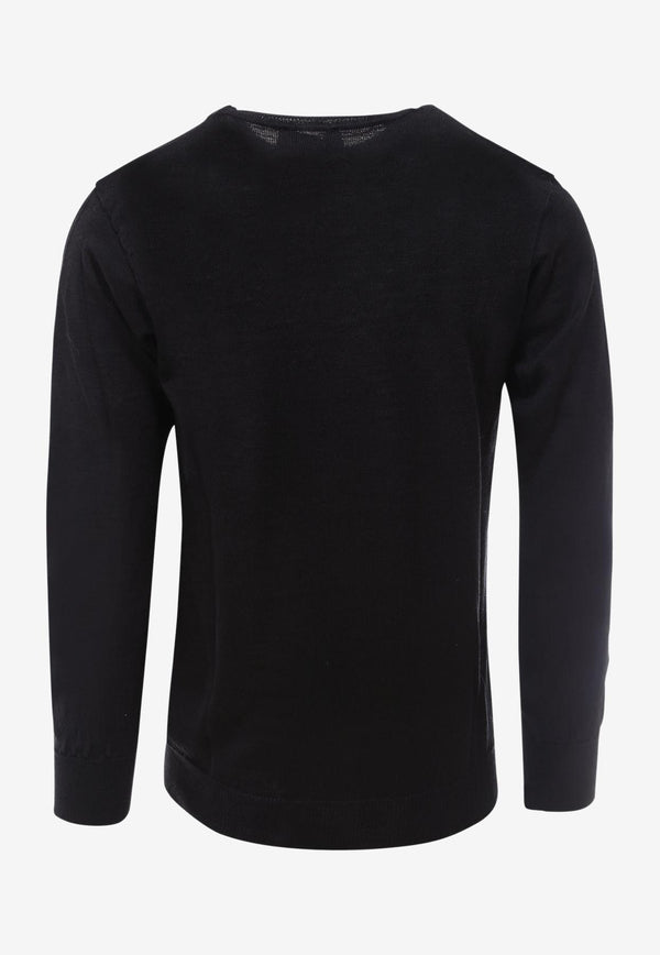 Maison Flaneur Ribbed Knit Wool Sweater Black 20WMUSW054FE017_BLACK