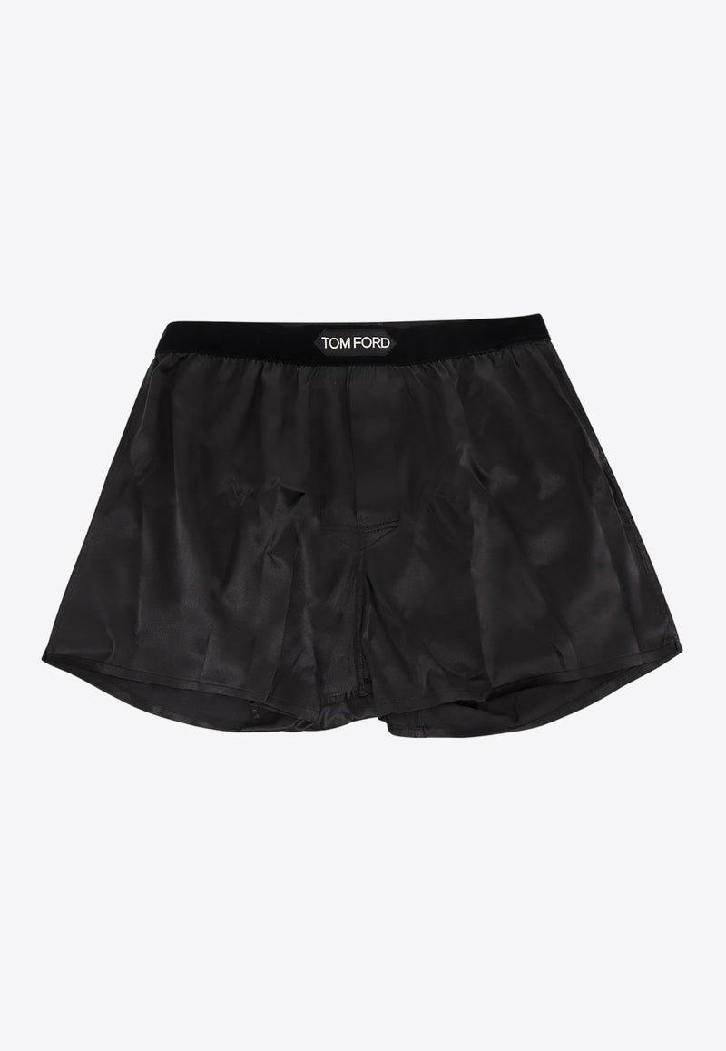 Tom Ford Logo Jacquard Silk Boxers Black T4LE41010_002