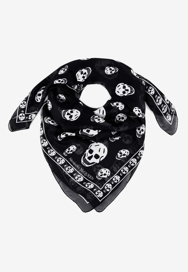 Alexander McQueen Skull Print Silk Scarf Black 5577174Q060_1078