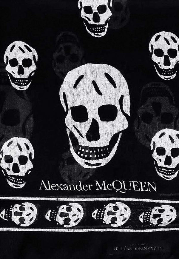 Alexander McQueen Skull Print Silk Scarf Black 5577174Q060_1078