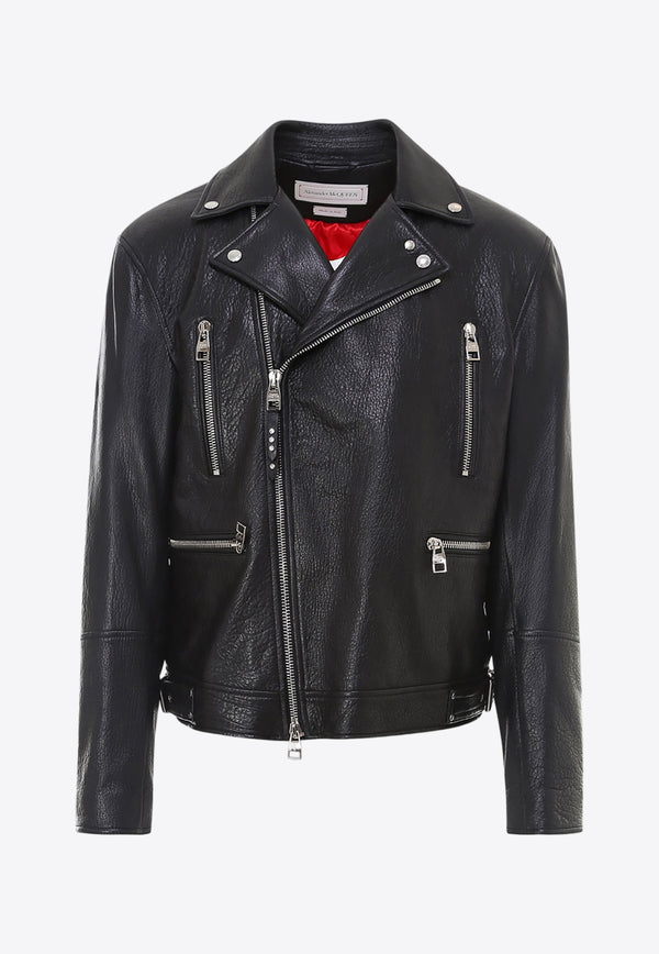 Alexander McQueen Leather Biker Jacket Black 626381Q5LDS_1000